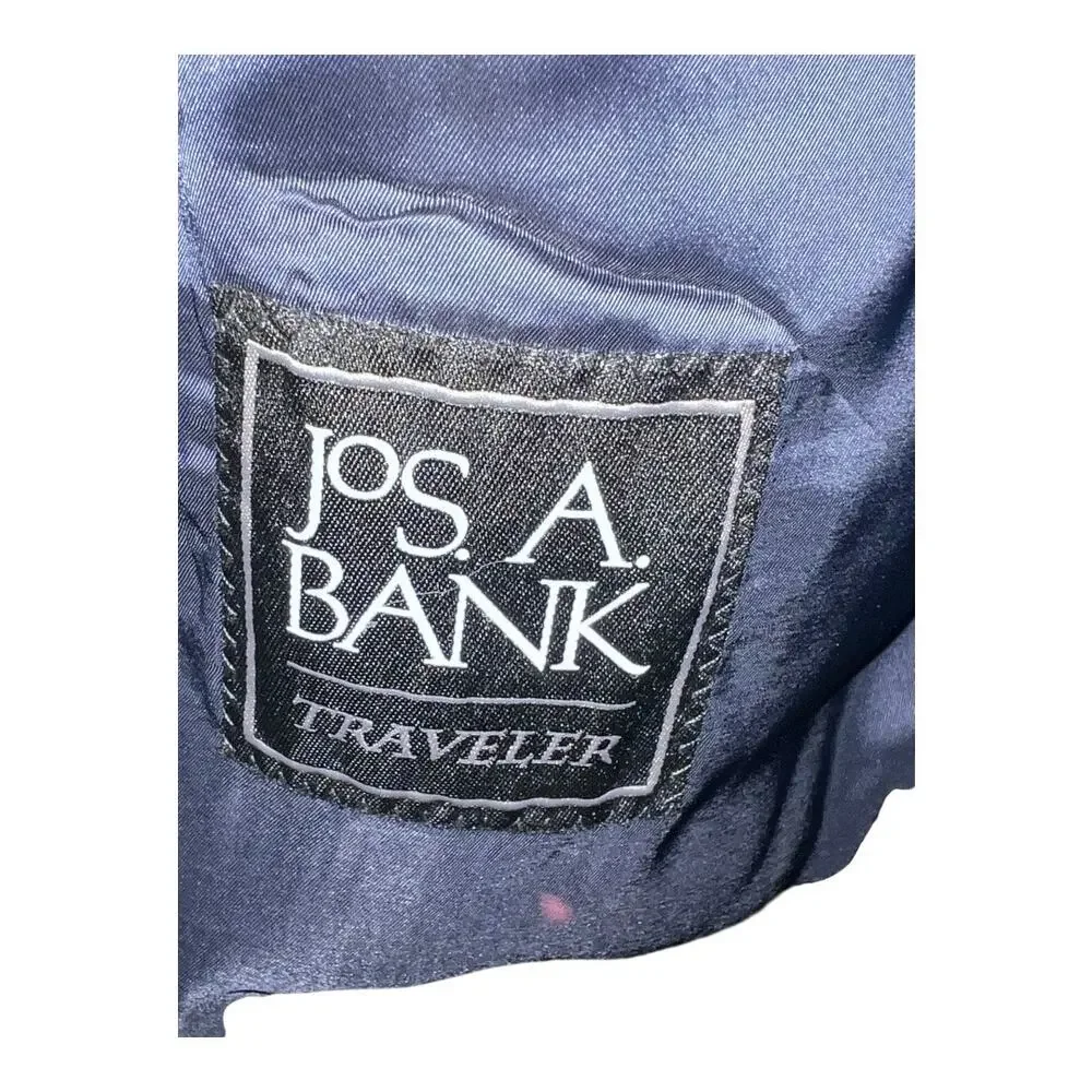 Jos. A. Bank Blue Wool Traveler Blazer Sport Coat 46 Short Preppy Navy Tailored